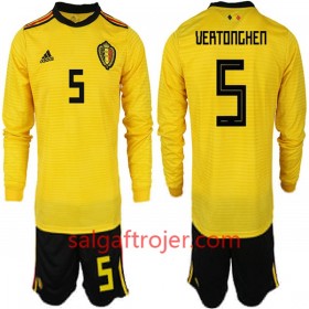 Belgien Fodboldtrøjer VERTONGHEN 5 Børn Udebanesæt VM 2018 Langærmet